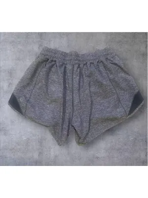Women's Lululemon Gray Black Athletic Shorts Size 6 tall thumbnail 2