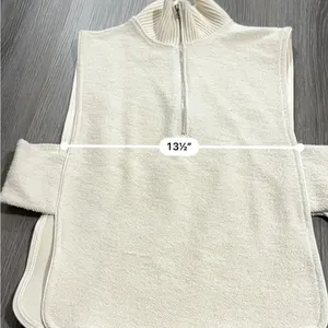 Zara Off White Cream Sleeveless Half Zip Open Side Jacket‎ Top Size M/L thumbnail 7