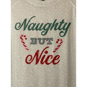 Jaclyn Intimates Christmas Naughty but Nice soft leisure shirt grey pj top Sz‎ M thumbnail 2