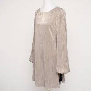 Betsy & Adam - Gold‎ Metallic Pleated Long-Sleeve Mini Dress thumbnail 12