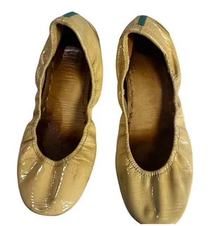 Tieks Patent Leather Cream Beige Green Foldable Travel Ballet Flats Shoes Size 8 thumbnail 1