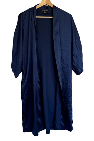 Victoria's Secret blue satin feel robe lingerie women's XS/S pockets no belt‎ thumbnail 1
