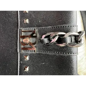 Badgley Mischka Black Leather Studded Satchel thumbnail 8