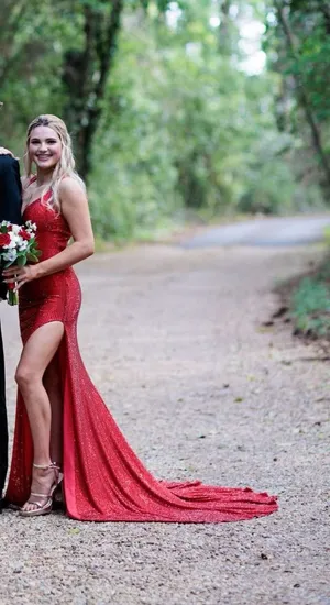 red sequin prom dress Size 2 thumbnail 1