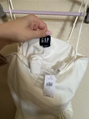 Gap Mixed Media Midi Dress Sz Small White‎ NEW strapless poplin summer cotton thumbnail 4