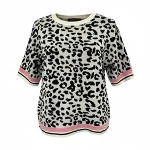 Endless Rose Anthropologie leopard print short-sleeve sweater Size S/M thumbnail 1