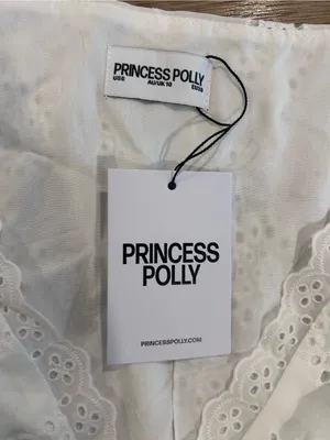 NWT Princess Polly Gabbey Anglaise V Neck Mini Dress, 6 thumbnail 5