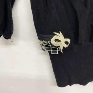 Anthropologie Field Flower Black Short Sleeve Lace Trim Sweater Womens S Y2K thumbnail 7