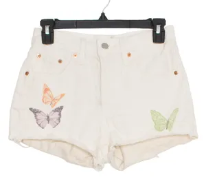 Levis Denim Shorts 501 Butterfly Y2K Cottage Button Fly 90s Grunge Fairy Boho 24 thumbnail 1