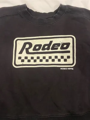 Rodeo Hippie Rodeo Racer Cropped Sweatshirt Black Size XL thumbnail 2