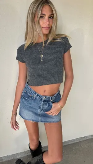 Isabelle’s Cabinet Grey Knit Top Gray thumbnail 1