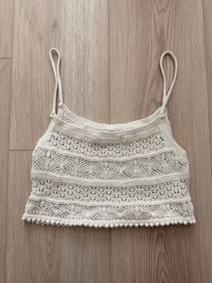 Zara Crochet Knit Crop Tank Top thumbnail 3