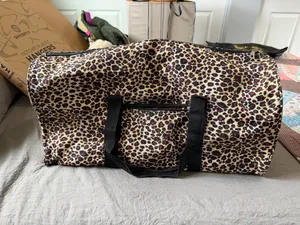 Leopard Print Travel Tote Bag - Black & Tan thumbnail 2