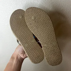 Reef glitter tan flip flops sandals WOMENS 8 thumbnail 5
