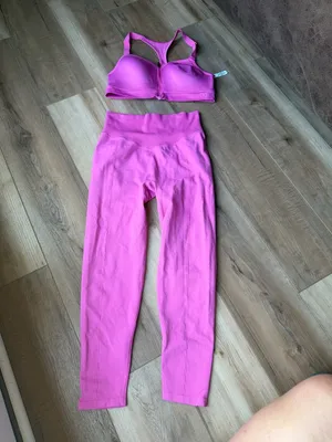 VSX Victoria’s Secret Ribbed Sports Bra & Leggings Set Medium Pink thumbnail 2