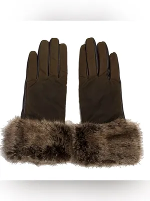 Barbour Women’s Ambush Wax Leather Gloves Brown Faux Fur Cuff Bougie Winter New thumbnail 3