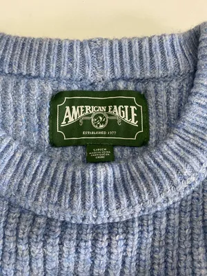 American Eagle Chunky Sweater Baby Blue Long Sleeve Short Cozy thumbnail 4