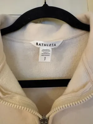 Athleta Cream Forever Fleece 1/4 Zip thumbnail 3