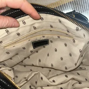 Vintage Dooney And Bourke Canvas And Leather Satchel Bag Two Front Buckle Pocket thumbnail 15