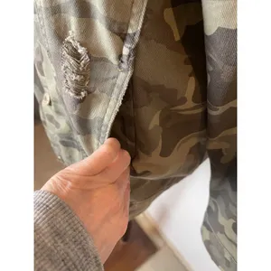 Zara Jacket Women Small‎ Green Camo Cotton Sequin Stripe Coat Streetwear Outdoor thumbnail 7