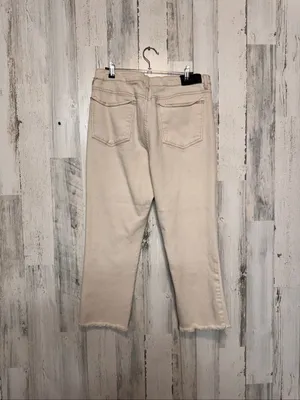 !iT Jeans Jackie High Rise Straight Leg Ankle Jeans Womens 14 Cream Raw Hem thumbnail 3