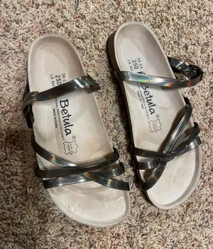 Birkenstock Betula Iridescent Strappy Sandals - Beige Footbed thumbnail 1