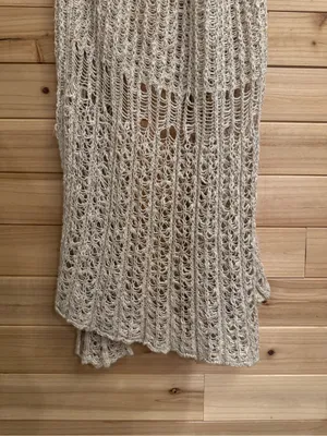 Y2K Mudd Small Crochet Open Knit Full Length Sleeveless Duster Boho Western thumbnail 7