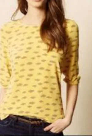 Anthropologie Maeve Linosa cloud yellow 100% silk blouse top sz XS thumbnail 1