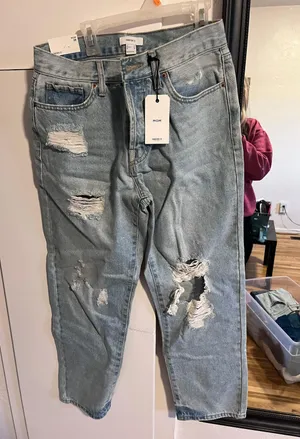 Forever 21 High Rise Distressed Mom Jeans thumbnail 1