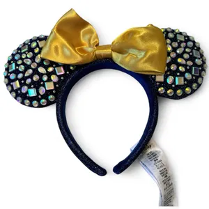 Walt Disney World 50 Anniversary Mouse Ears Blue Gold Glitter thumbnail 1