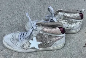 Shu Shop Rose Gold Glitter High Top Sneakers, size 8.5 thumbnail 1