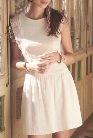Sézane Naide Mini Dress White Lace Ecru FR 38 US Size 6‎ Bridal Paris Sold Out thumbnail 1