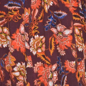 Old Navy Maroon Floral Boho Peasant Top V-neck Long Sleeve Pull Over Size XL thumbnail 7