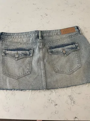 New With Tag Pacsun "Evalina" Raw Hem Denim Mini Skirt Size 30! thumbnail 6