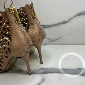 Sam Edelman Women's Tan Leather Spikes Open Toe Allison Bootie Heels Sz 6.5 thumbnail 4