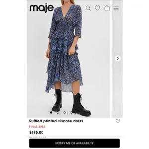 Maje‎ Maxi Ruffle Dress Womens Med Tiered High Low size 38 thumbnail 2