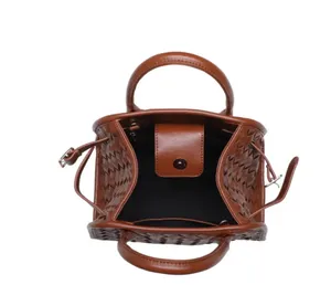 Urban Outfitters Kristie Crossbody Brown Chic leather bag woven texture thumbnail 2