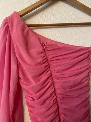 Hello Molly hot pink Not History One-Shoulder Hot Pink Ruched Body-con Dress XS thumbnail 8