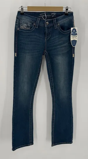 Seven 7 Jeans Women’s 4 Blue Slim Boot Super Stretch Denim Whisker Wash NWT thumbnail 1