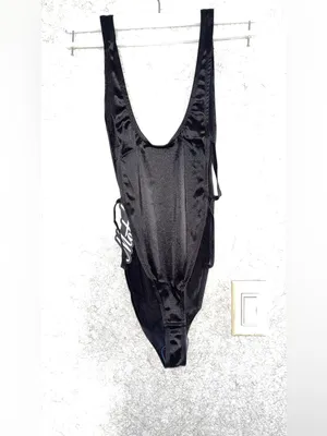 Motel Rocks Black Shiny Scoop Neck Bodysuit thumbnail 2