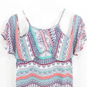 ELLA MOSS Blue Coral Cold Shoulder Boho Medallion Blouse thumbnail 4