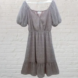 Sienna Sky Cottagecore Romantic Dusty Pink Floral Puff Sleeve Summer Dress M Boho Whimsical thumbnail 3