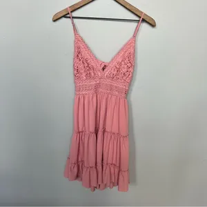 ECOWISH‎ Womens V-Neck Spaghetti Strap Bowknot Backless Sleeveless Lace Mini thumbnail 4