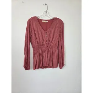 Downeast Pink Peplum Blouse Top Lolita Coquette Romantic Feminine Poetcore XS thumbnail 10