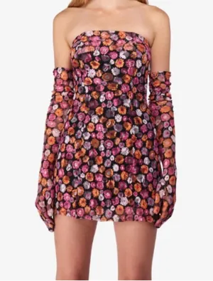 NWOT MISCREANTS Cupid Mini Dress in Orange Pink Lace thumbnail 1