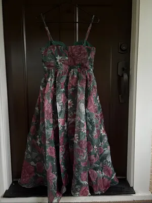 Like New Lulus Cherished Aura Green Floral Organza Bustier Midi Dress Size Small thumbnail 10