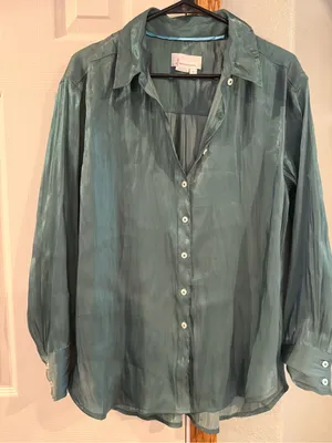 Anthropologie Silky Iridescent Buttondown Shirt thumbnail 3