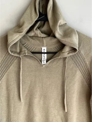Athleta Evergreen Hoodie Sweater Pullover Olive Green Knit XS thumbnail 2