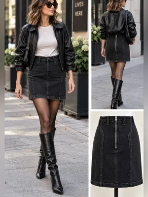 💥 AGOLDE Siouxise Washed Black Denim Mini Skirt Exposed Back Zip Sz 27 💛 thumbnail 2