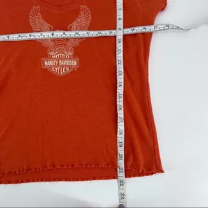 Harley Davidson women’s‎ orange Eagle shirt FT Worth Texas small thumbnail 3
